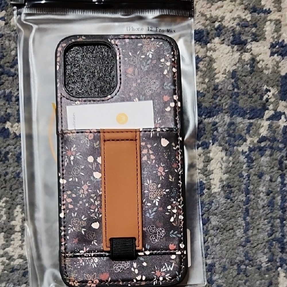 Floral Pattern Phone Case with Card Holder for iPhone 12 Pro Max